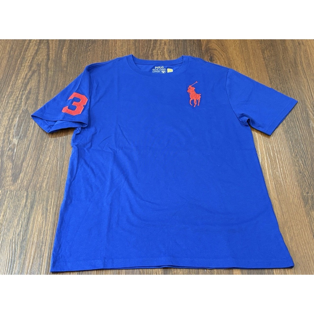 Ralph Lauren Big Boys' Blue Big Pony Crew Neck T Shirt L